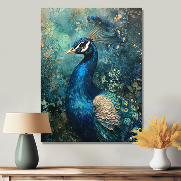 Peacock At The Garden Gate - Blue Bird Wall Art